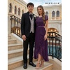image:imageBeryLove Formal Dresses for Women 2026 Wedding Guest with Slit Cocktail Elegant Lace Long Prom DressGrape Sequin