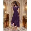 image:imageBeryLove Formal Dresses for Women 2026 Wedding Guest with Slit Cocktail Elegant Lace Long Prom DressGrape Sequin