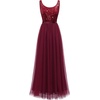 image:imageBeryLove Sequin Dress for Woman Vintage A Line Wedding Formal Swing Mesh Dress Sleeveless Cocktail Maxi GownsLongburgundy