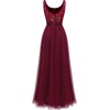 image:imageBeryLove Sequin Dress for Woman Vintage A Line Wedding Formal Swing Mesh Dress Sleeveless Cocktail Maxi GownsLongburgundy