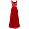 image:imageBeryLove Sequin Dress for Woman Vintage A Line Wedding Formal Swing Mesh Dress Sleeveless Cocktail Maxi GownsLongred