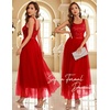 image:imageBeryLove Sequin Dress for Woman Vintage A Line Wedding Formal Swing Mesh Dress Sleeveless Cocktail Maxi GownsLongred
