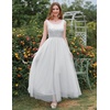 image:imageBeryLove Sequin Dress for Woman Vintage A Line Wedding Formal Swing Mesh Dress Sleeveless Cocktail Maxi GownsLongwhite