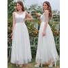 image:imageBeryLove Sequin Dress for Woman Vintage A Line Wedding Formal Swing Mesh Dress Sleeveless Cocktail Maxi GownsLongwhite
