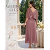 image:imageBeryLove Sequin Formal Cocktail Long Dress Evening Wedding Guest Mother of The Bride Dresses with ShawlBlush