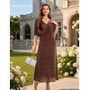 image:imageBeryLove Sequin Formal Cocktail Long Dress Evening Wedding Guest Mother of The Bride Dresses with ShawlBrown