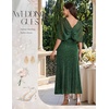 image:imageBeryLove Sequin Formal Cocktail Long Dress Evening Wedding Guest Mother of The Bride Dresses with ShawlDarkgreen