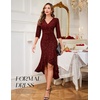 image:imageBeryLove Sequin Formal Cocktail Wedding Guest Dress Summer Prom Sparkly Party Evening Gowns Ruffle Hi Low Midi DressesBurgundy