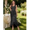 image:imageBeryLove Sequin Formal Wedding Guest Prom Cocktail Party Long Ruffle Dresses Sparkly Evening Mother of The Bride DressBlack