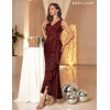 image:imageBeryLove Sequin Formal Wedding Guest Prom Cocktail Party Long Ruffle Dresses Sparkly Evening Mother of The Bride DressBurgundy