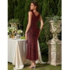 image:imageBeryLove Sequin Formal Wedding Guest Prom Cocktail Party Long Ruffle Dresses Sparkly Evening Mother of The Bride DressBurgundy
