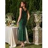 image:imageBeryLove Sequin Formal Wedding Guest Prom Cocktail Party Long Ruffle Dresses Sparkly Evening Mother of The Bride DressDark Green