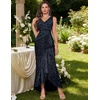 image:imageBeryLove Sequin Formal Wedding Guest Prom Cocktail Party Long Ruffle Dresses Sparkly Evening Mother of The Bride DressDarkblue