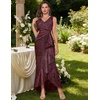 image:imageBeryLove Sequin Formal Wedding Guest Prom Cocktail Party Long Ruffle Dresses Sparkly Evening Mother of The Bride DressMaroon