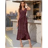 image:imageBeryLove Sequin Formal Wedding Guest Prom Cocktail Party Long Ruffle Dresses Sparkly Evening Mother of The Bride DressMaroon