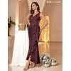image:imageBeryLove Sequin Formal Wedding Guest Prom Cocktail Party Long Ruffle Dresses Sparkly Evening Mother of The Bride DressMaroon
