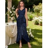 image:imageBeryLove Sequin Formal Wedding Guest Prom Cocktail Party Long Ruffle Dresses Sparkly Evening Mother of The Bride DressNavy