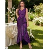 image:imageBeryLove Sequin Formal Wedding Guest Prom Cocktail Party Long Ruffle Dresses Sparkly Evening Mother of The Bride DressPurple