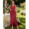 image:imageBeryLove Sequin Formal Wedding Guest Prom Cocktail Party Long Ruffle Dresses Sparkly Evening Mother of The Bride DressRed