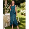 image:imageBeryLove Sequin Formal Wedding Guest Prom Cocktail Party Long Ruffle Dresses Sparkly Evening Mother of The Bride DressTeal Blue
