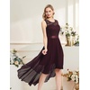 image:imageBeryLove Summer Wedding Guest Formal Cocktail Dresses Sequin Prom Party Lace High Low Bridesmaid Elegant DressBurgundy