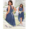 image:imageBeryLove Summer Wedding Guest Formal Cocktail Dresses Sequin Prom Party Lace High Low Bridesmaid Elegant DressGrayish Purple