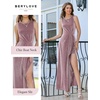 image:imageBeryLove Womens Formal Sequin Wedding Guest Dress Sparkly Long Prom Evening DressesBlush