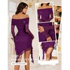 image:imageBeryLove Womens Long Bell Sleeves Sequin Prom Cocktail Dress Short Ruched Bodycon Formal Party Gown Off Shoulder Club Night Out Sexy Dresses WYS001 Purple L