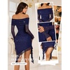 image:imageBeryLove Womens Sexy Elegant Ruffle Long Sleeve Sequin Bodycon Club Dresses Long Sleeves Glitter Gown Off Shoulder Ruched Party Prom Night Out Dress WYS001 Navy M