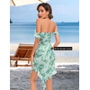 image:imageBeryLove Womens Sexy Off Shoulder Mesh Midi Wedding Guest Dresses Ruched Bodycon Ruffled Cocktail DressPrint Green