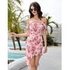 image:imageBeryLove Womens Sexy Off Shoulder Mesh Midi Wedding Guest Dresses Ruched Bodycon Ruffled Cocktail DressPrint Pink