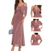 image:imageBeryLove Sequin Formal Cocktail Long Dress Evening Wedding Guest Mother of The Bride Dresses with ShawlBlush