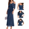image:imageBeryLove Sequin Formal Cocktail Long Dress Evening Wedding Guest Mother of The Bride Dresses with ShawlNavyblue