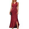 image:imageBeryLove Sequin Formal Wedding Guest Prom Cocktail Party Long Ruffle Dresses Sparkly Evening Mother of The Bride DressRed