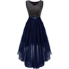 image:imageBeryLove Summer Wedding Guest Formal Cocktail Dresses Sequin Prom Party Lace High Low Bridesmaid Elegant DressTulle Sequin Navy