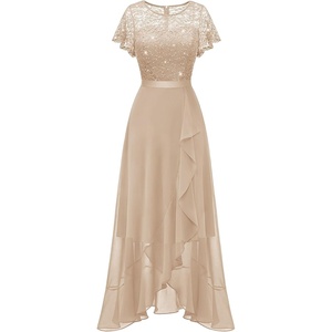 image:imageBeryLove Formal Dresses for Women 2026 Wedding Guest with Slit Cocktail Elegant Lace Long Prom DressChampagne Sequin