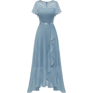 image:imageBeryLove Formal Dresses for Women 2026 Wedding Guest with Slit Cocktail Elegant Lace Long Prom DressGrey Blue