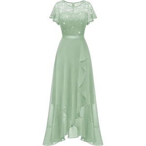 image:imageBeryLove Formal Dresses for Women 2026 Wedding Guest with Slit Cocktail Elegant Lace Long Prom DressLight Green Sequin
