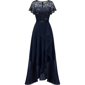 image:imageBeryLove Formal Dresses for Women 2026 Wedding Guest with Slit Cocktail Elegant Lace Long Prom DressNavy Sequin