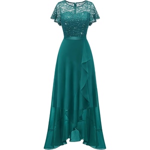 image:imageBeryLove Formal Dresses for Women 2026 Wedding Guest with Slit Cocktail Elegant Lace Long Prom DressPeacockgreen Sequin