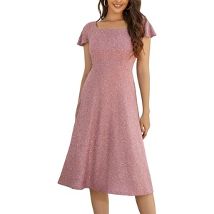 image:imageBeryLove Prom Dress for Teens Sequin Formal Party Dress with Flutter Short Sleeves for Wedding amp Cocktail Evening EventsBlush