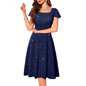 image:imageBeryLove Prom Dress for Teens Sequin Formal Party Dress with Flutter Short Sleeves for Wedding amp Cocktail Evening EventsNavy