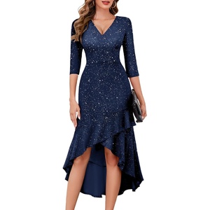 image:imageBeryLove Sequin Formal Cocktail Wedding Guest Dress Summer Prom Sparkly Party Evening Gowns Ruffle Hi Low Midi DressesNavy