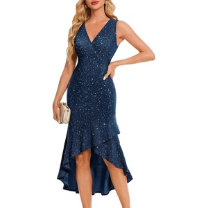 image:imageBeryLove Sequin Formal Wedding Guest Cocktail Prom Sparkly High Low DressNavy