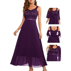 image:imageBeryLove Summer Formal Wedding Guest Prom Dresses Sequin Cocktail Evening Lace Elegant Mother of The Bride DressGrape