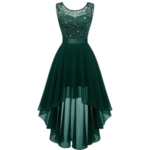 image:imageBeryLove Summer Wedding Guest Formal Cocktail Dresses Sequin Prom Party Lace High Low Bridesmaid Elegant DressDarkgreen Sequin