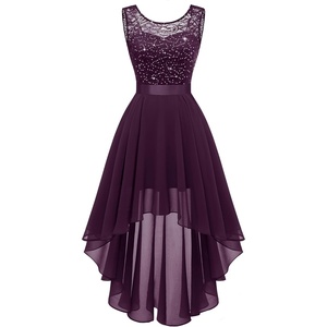 image:imageBeryLove Summer Wedding Guest Formal Cocktail Dresses Sequin Prom Party Lace High Low Bridesmaid Elegant DressGrape Sequin