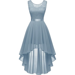 image:imageBeryLove Summer Wedding Guest Formal Cocktail Dresses Sequin Prom Party Lace High Low Bridesmaid Elegant DressGrey Blue