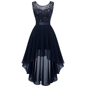 image:imageBeryLove Summer Wedding Guest Formal Cocktail Dresses Sequin Prom Party Lace High Low Bridesmaid Elegant DressNavy Sequin