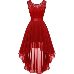 image:imageBeryLove Summer Wedding Guest Formal Cocktail Dresses Sequin Prom Party Lace High Low Bridesmaid Elegant DressRed